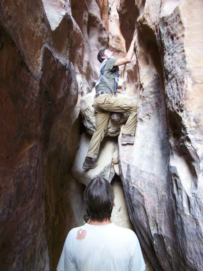 Fig. 14: Guido Teltsch and Will Kennedy trying to find their way through a narrow valley not often visited by tourists (photo: S. Hoffmann)