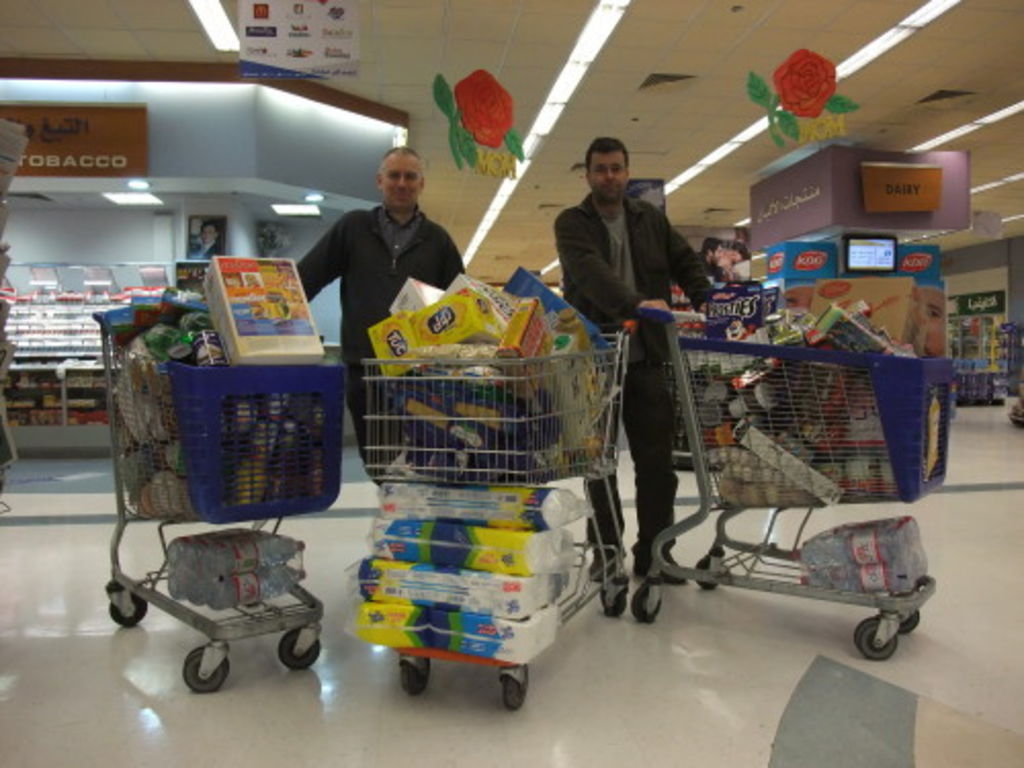 Fig 5: Christoph Schneider and Stephan Schmid behind heavily loaded lorries at the shopping mall.