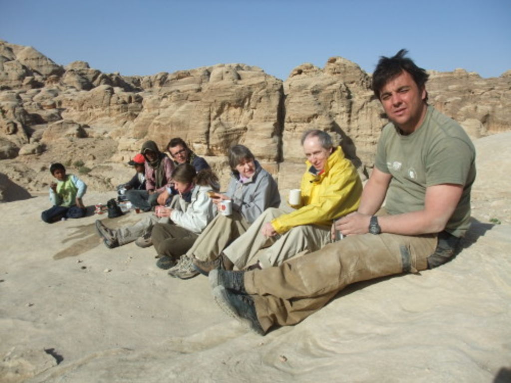 Fig. 53: After hard morning work, the Aslah team takes a small tea break.