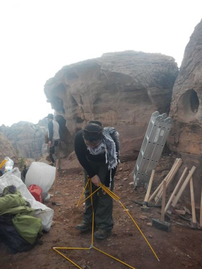 Fig. 6: Polly Agoridou trying to make sense out of the tent’s elements
