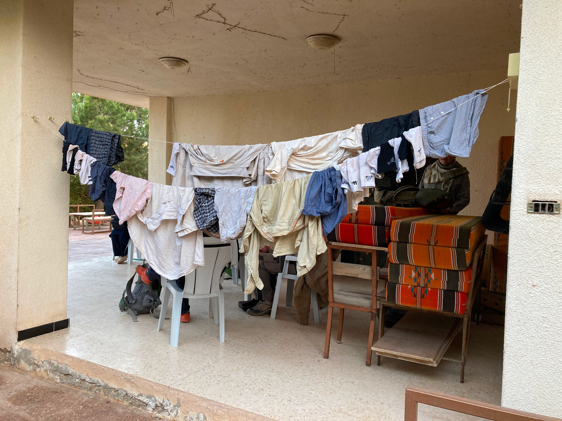 Fig. 46: Ernst Tolksdorff’s working clothes and underpants hanging around in the vestibule (photo: André Barmasse).