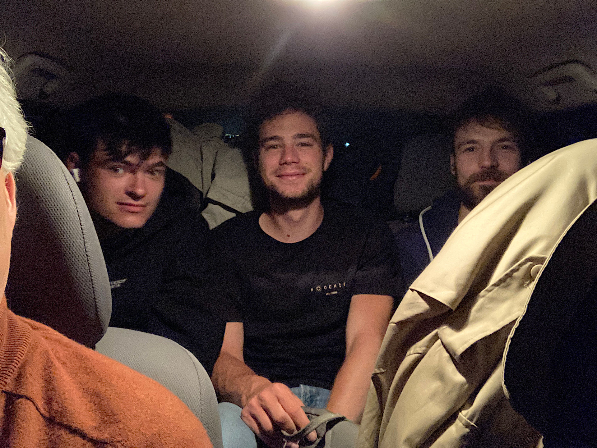 Fig. 57: Ernst Tolksdorff, Maximilian Arnold and Niklas Jungmann on the way to Queen Alia Airport (photo: André Barmasse).