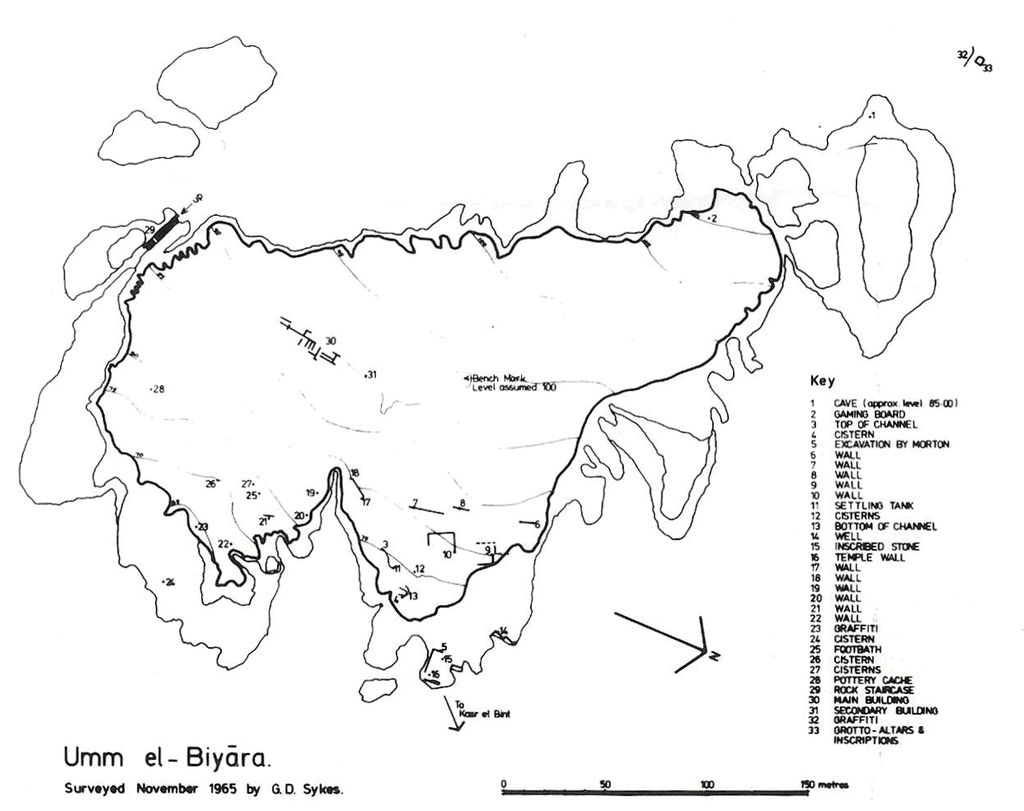 Fig. 2: Schematic plan of Umm al-Biyara, drawn by the expedition of the American Schools of Oriental Research at Jerusalem (1955)