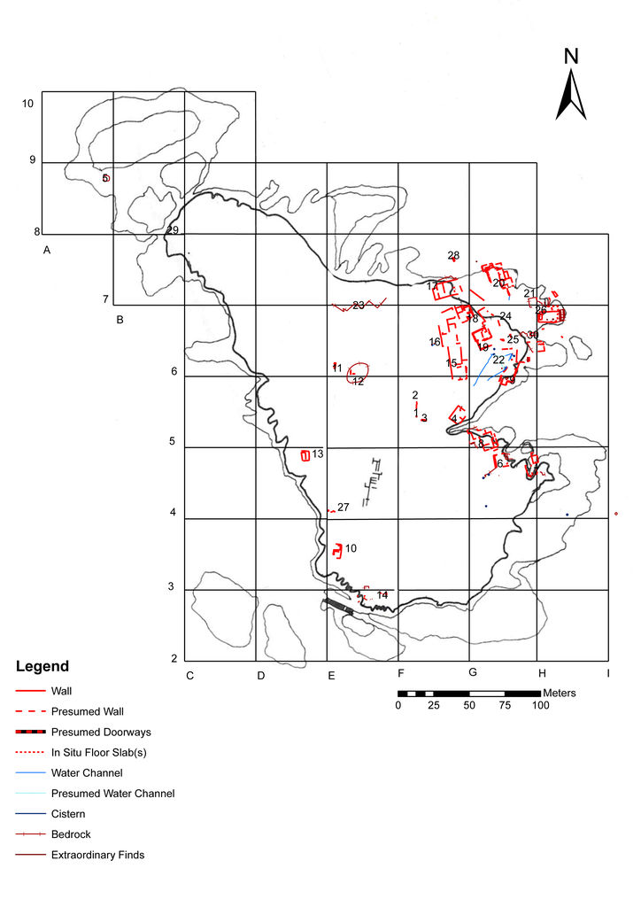 Fig. 3: Schematic plan of structures on Umm el-Biyara, drawn by the International Umm al-Biyara Project (2010)