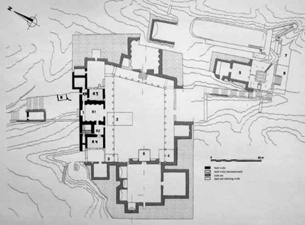 Fig. 1: Wadi Farasa East, general plan (S. Fachard after Bachmann, Watzinger and Wiegand 1921)