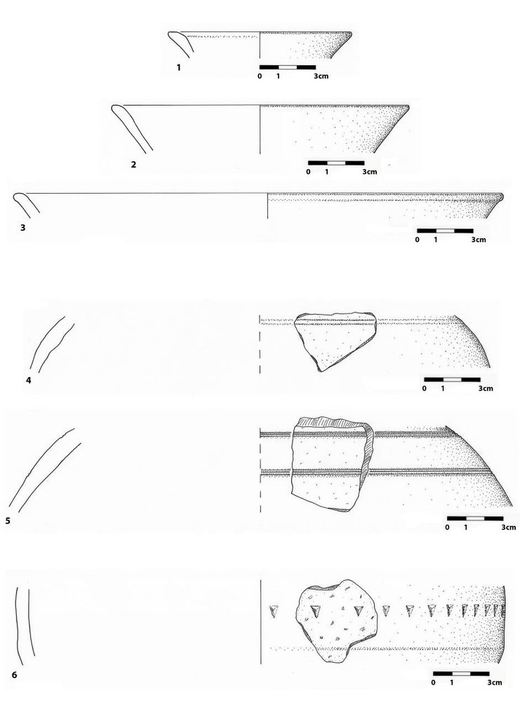 Fig. 27 : Fragments de céramiques diagnostiques de l’UF 32 (dessin : S. G. Schmid)