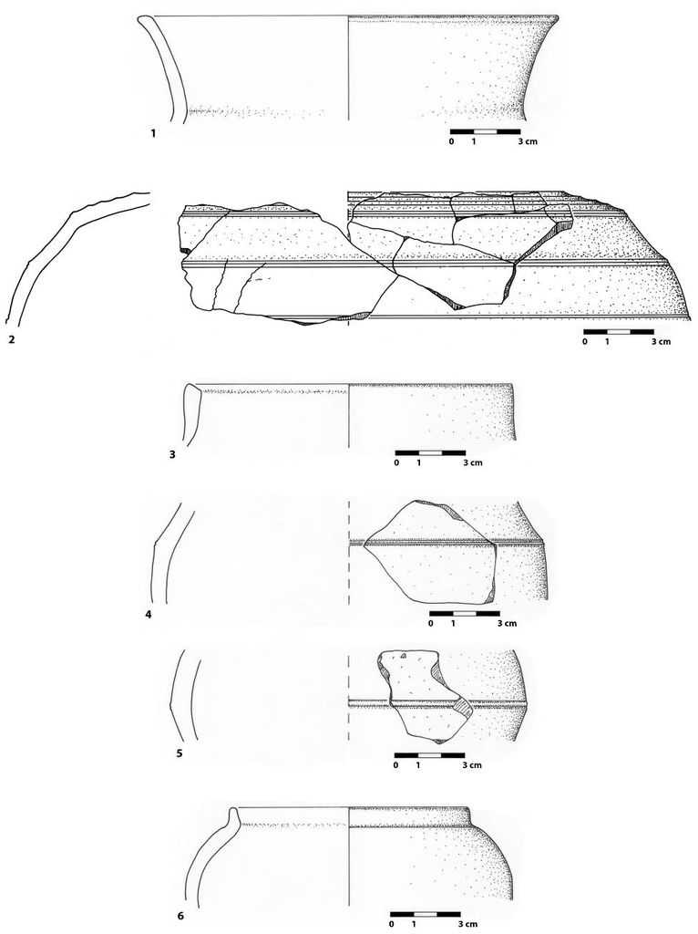 Fig. 36 : Fragments de céramiques diagnostiques de l’UF 21 (dessin : S. G. Schmid)